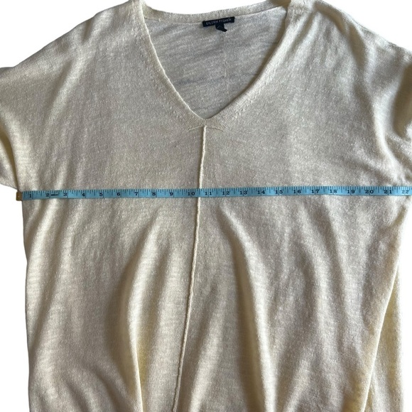 Eileen Fisher V-Neck Linen Sweater Tunic Top Lightweight Yellow Size M/M - Picture 6 of 6